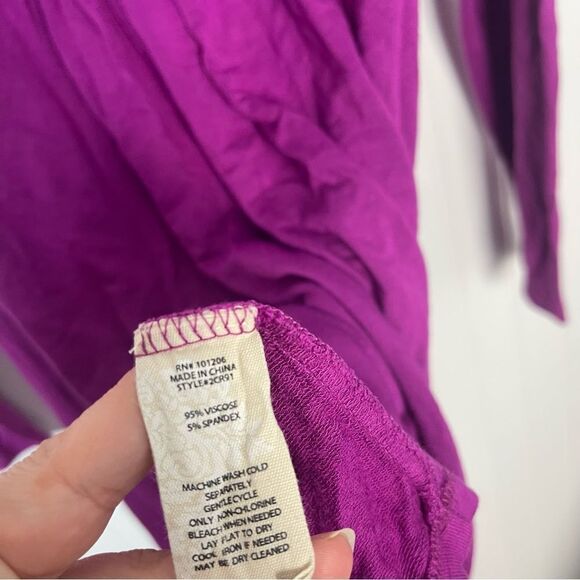 Soft Surroundings Top XS Purple Solid Long Sleeve Scoop Neck Soft Stretch Casual - Picture 4 of 5